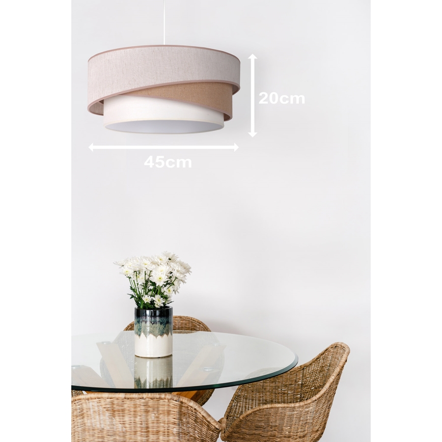 Duolla - Candeeiro suspenso KOBO 1xE27/15W/230V diâmetro 45 cm bege/castanho/branco