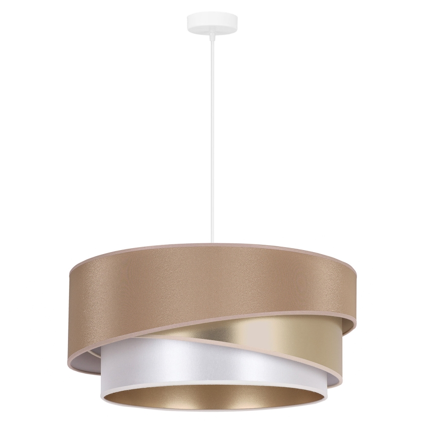 Duolla - Candeeiro suspenso KOBO 1xE27/15W/230V diâmetro 45 cm bege/dourado/branco