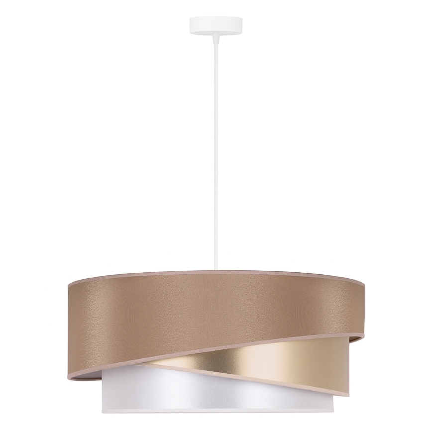 Duolla - Candeeiro suspenso KOBO 1xE27/15W/230V diâmetro 45 cm bege/dourado/branco