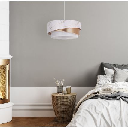 Duolla - Candeeiro suspenso KOBO 1xE27/15W/230V diâmetro 45 cm branco/Rosa dourado