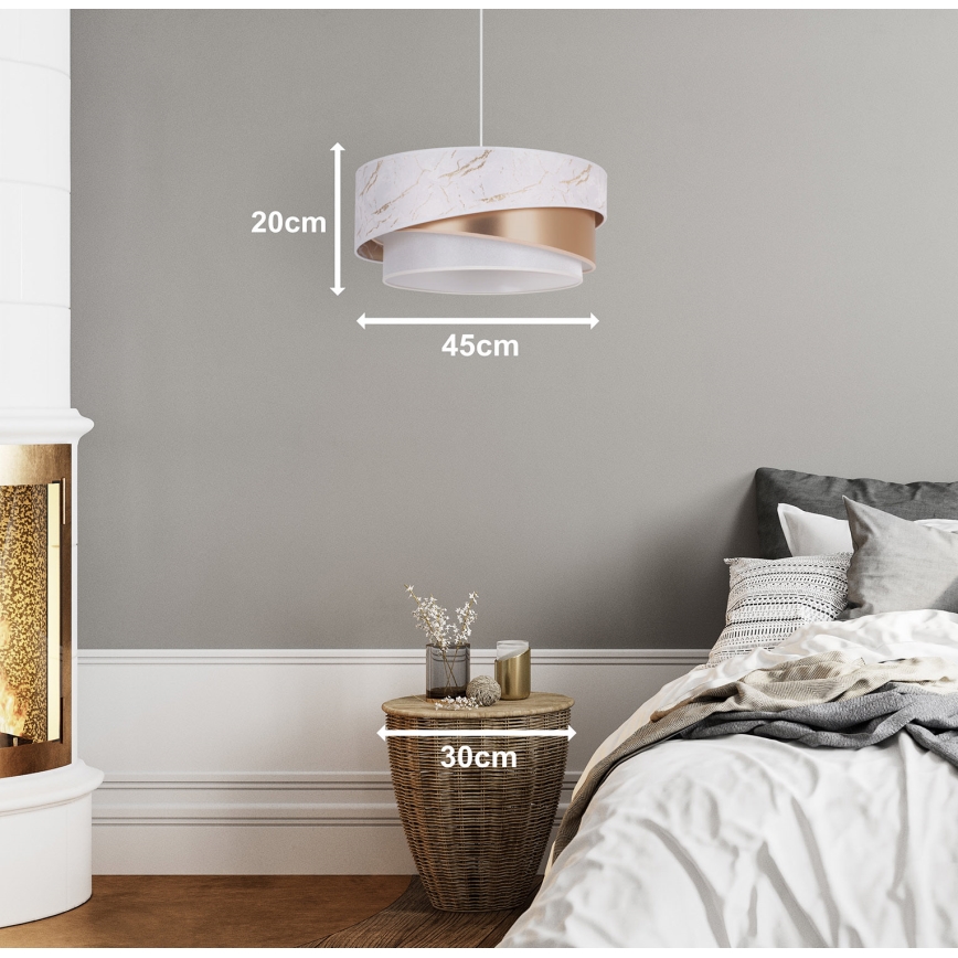 Duolla - Candeeiro suspenso KOBO 1xE27/15W/230V diâmetro 45 cm branco/Rosa dourado