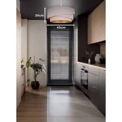 Duolla - Candeeiro suspenso KOBO 1xE27/15W/230V diâmetro 45 cm creme/dourado