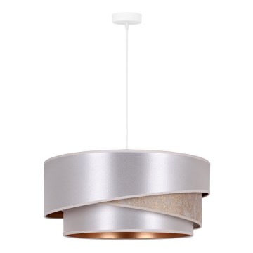 Duolla - Candeeiro suspenso KOBO 1xE27/15W/230V diâmetro 45 cm prateado/dourado