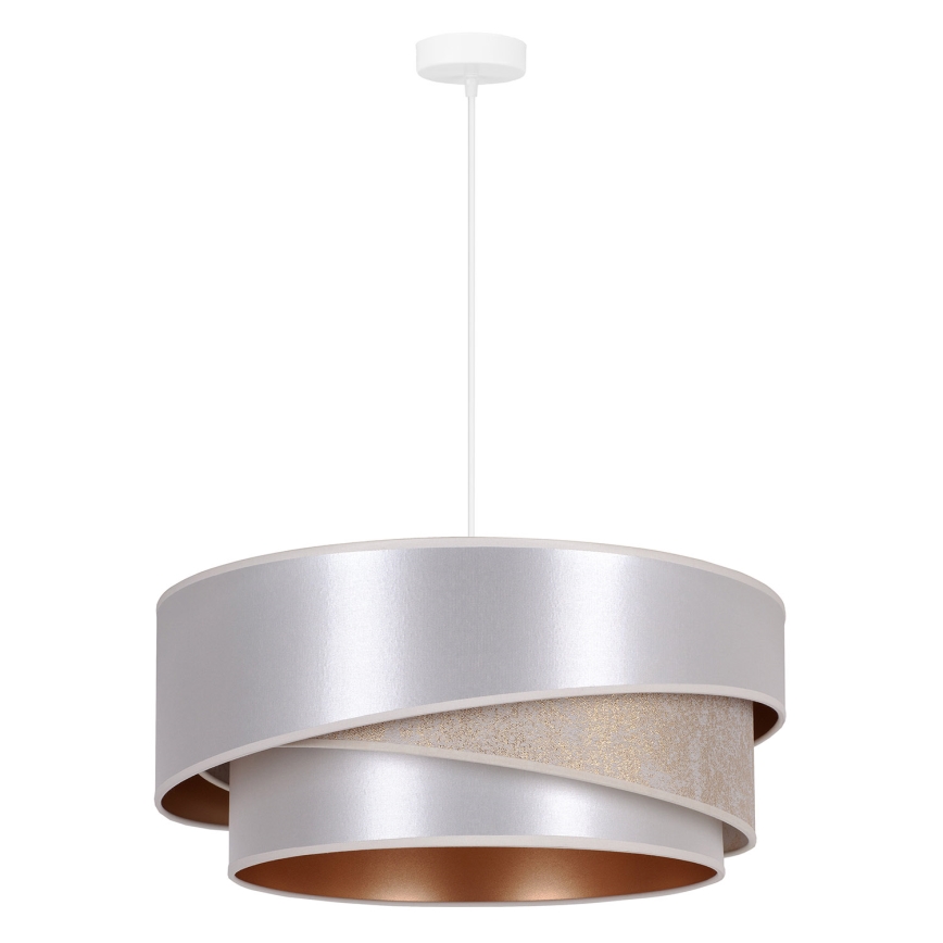 Duolla - Candeeiro suspenso KOBO 1xE27/15W/230V diâmetro 45 cm prateado/dourado