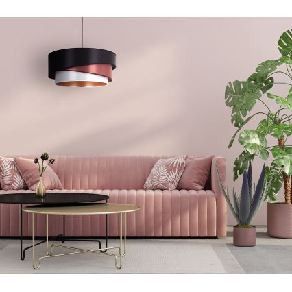 Duolla - Candeeiro suspenso KOBO 1xE27/15W/230V diâmetro 45 cm preto/borgonha/prateado