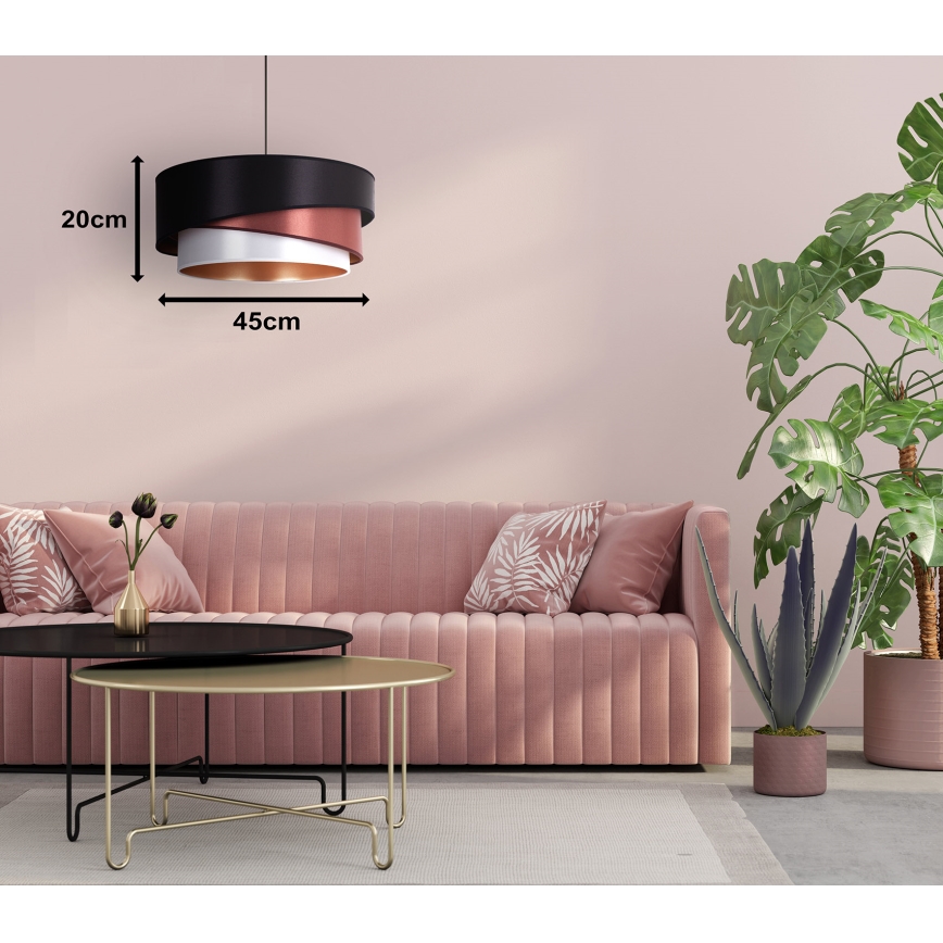 Duolla - Candeeiro suspenso KOBO 1xE27/15W/230V diâmetro 45 cm preto/borgonha/prateado