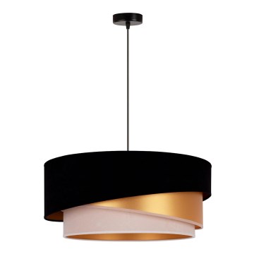 Duolla - Candeeiro suspenso KOBO 1xE27/15W/230V diâmetro 45 cm preto/dourado/creme