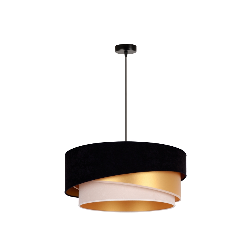 Duolla - Candeeiro suspenso KOBO 1xE27/15W/230V diâmetro 45 cm preto/dourado/creme