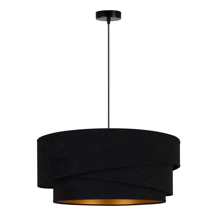 Duolla - Candeeiro suspenso KOBO 1xE27/15W/230V diâmetro 45 cm preto/dourado