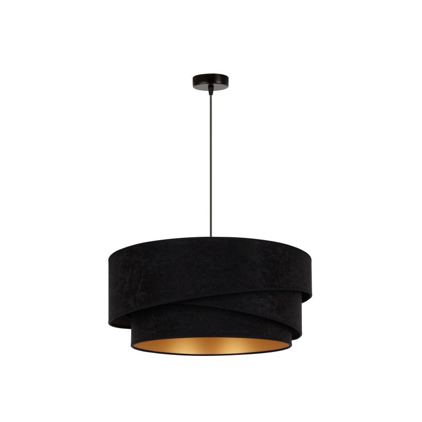 Duolla - Candeeiro suspenso KOBO 1xE27/15W/230V diâmetro 45 cm preto/dourado