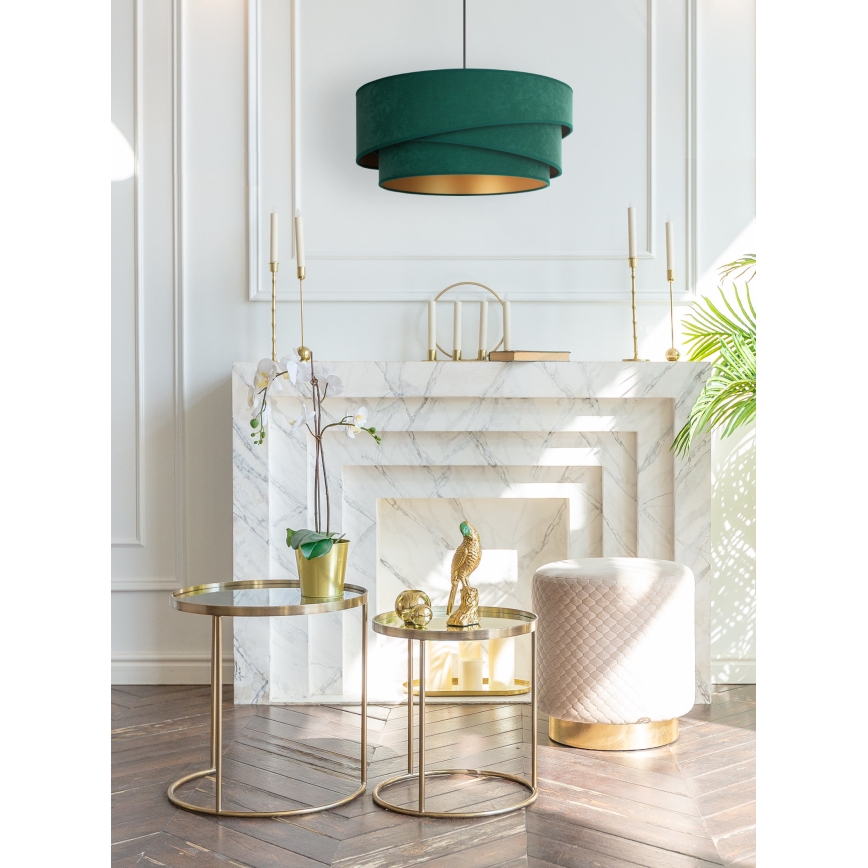 Duolla - Candeeiro suspenso KOBO 1xE27/15W/230V diâmetro 45 cm verde/dourado