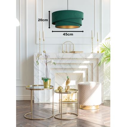 Duolla - Candeeiro suspenso KOBO 1xE27/15W/230V diâmetro 45 cm verde/dourado