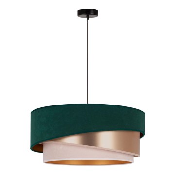 Duolla - Candeeiro suspenso KOBO 1xE27/15W/230V diâmetro 45 cm verde/Rosa dourado/creme