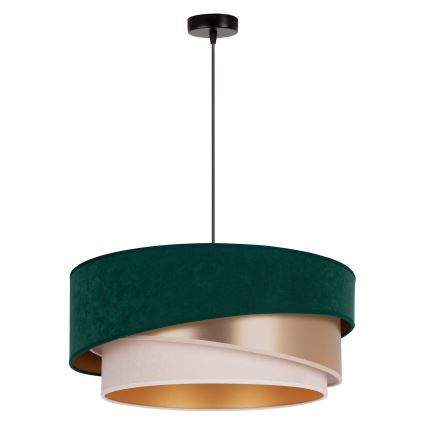 Duolla - Candeeiro suspenso KOBO 1xE27/15W/230V diâmetro 45 cm verde/Rosa dourado/creme