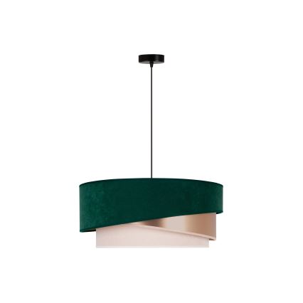 Duolla - Candeeiro suspenso KOBO 1xE27/15W/230V diâmetro 45 cm verde/Rosa dourado/creme