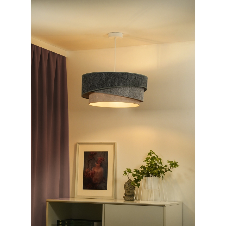 Duolla - Candeeiro suspenso KOBO ECO RECYCLING 1xE27/15W/230V diâmetro 45 cm verde/cinzento/creme