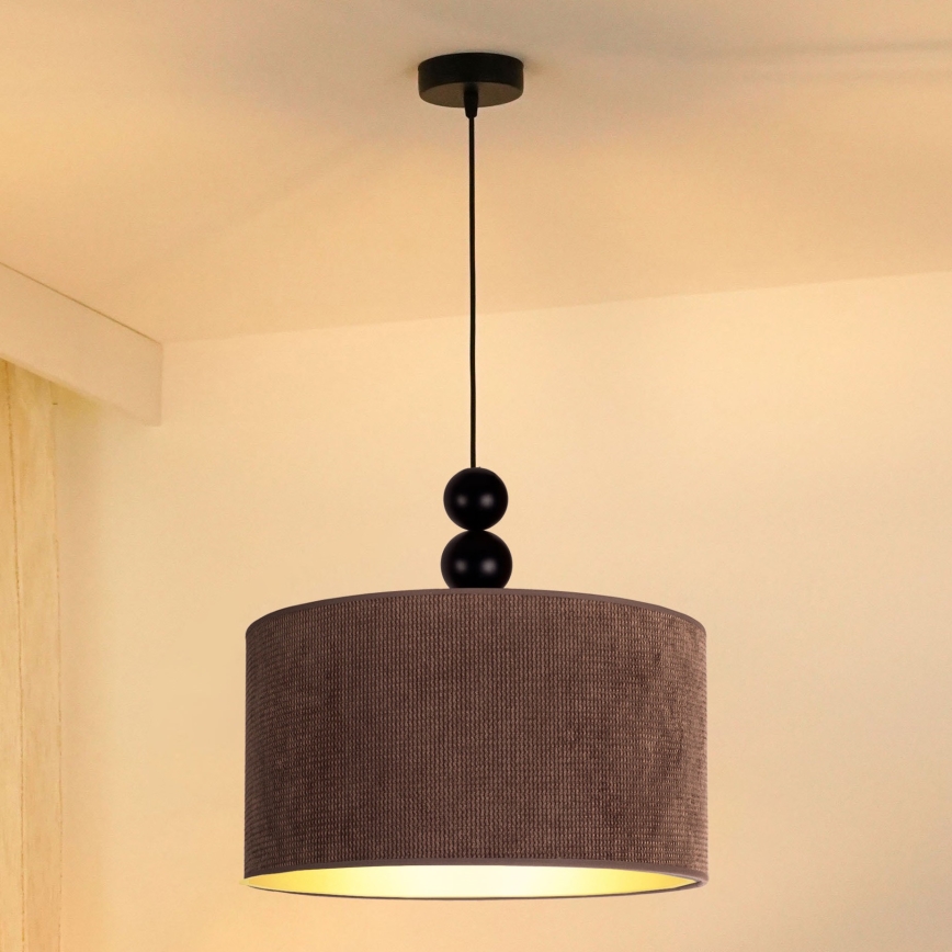 Duolla - Candeeiro suspenso LYON 1xE27/15W/230V diâmetro 40 cm castanho