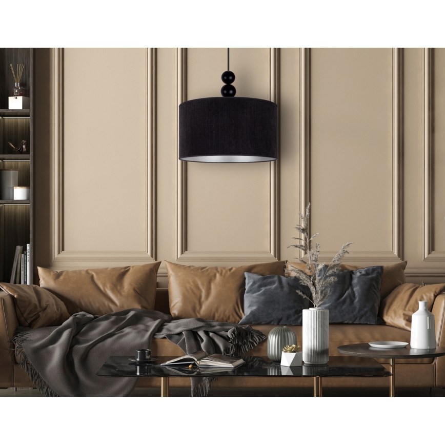 Duolla - Candeeiro suspenso LYON 1xE27/15W/230V diâmetro 40 cm preto