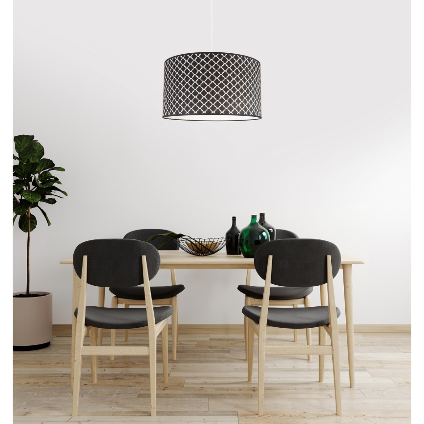 Duolla - Candeeiro suspenso MAROKO 1xE27/40W/230V diâmetro 45 cm preto/branco