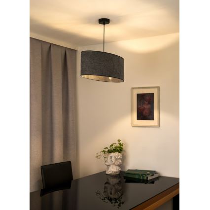 Duolla - Candeeiro suspenso OVAL 1xE27/15W/230V cinzento