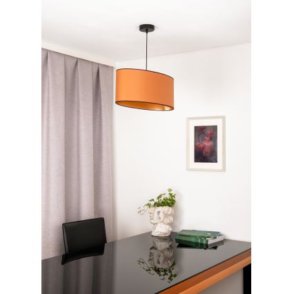 Duolla - Candeeiro suspenso OVAL VEGAN 1xE27/15W/230V castanho