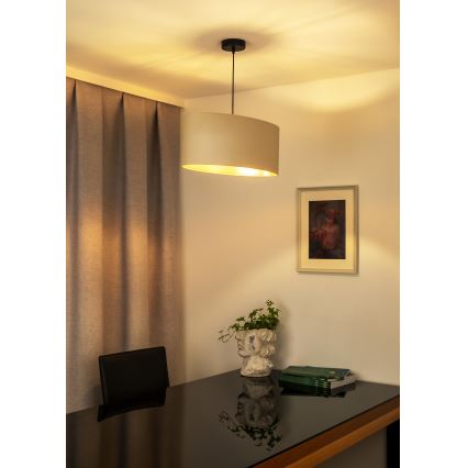 Duolla - Candeeiro suspenso OVAL VEGAN 1xE27/15W/230V creme