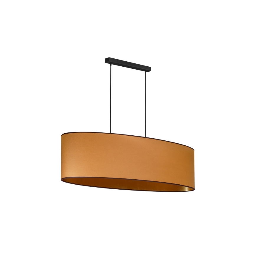 Duolla - Candeeiro suspenso OVAL VEGAN 2xE27/15W/230V castanho
