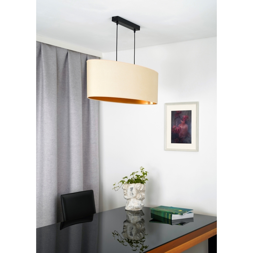 Duolla - Candeeiro suspenso OVAL VEGAN 2xE27/15W/230V creme