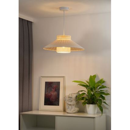 Duolla - Candeeiro suspenso RIO RATTAN 1xE27/15W/230V diâmetro 45 cm bege/vime