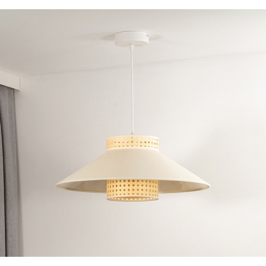 Duolla - Candeeiro suspenso RIO RATTAN 1xE27/15W/230V diâmetro 45 cm bege/vime
