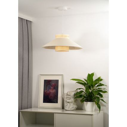 Duolla - Candeeiro suspenso RIO RATTAN 1xE27/15W/230V diâmetro 45 cm bege/vime