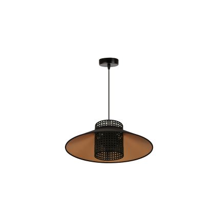 Duolla - Candeeiro suspenso RIO RATTAN 1xE27/15W/230V diâmetro 45 cm preto/dourado