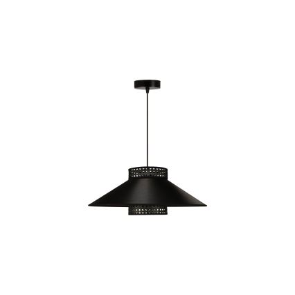 Duolla - Candeeiro suspenso RIO RATTAN 1xE27/15W/230V diâmetro 45 cm preto/dourado