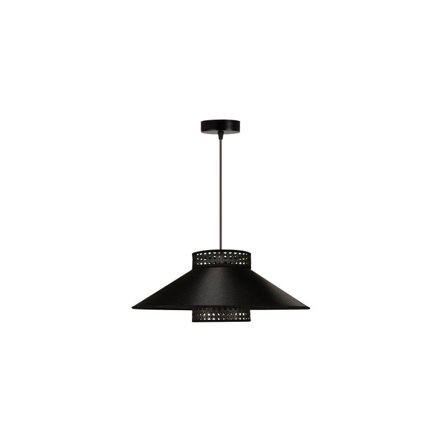 Duolla - Candeeiro suspenso RIO RATTAN 1xE27/15W/230V diâmetro 45 cm preto/dourado