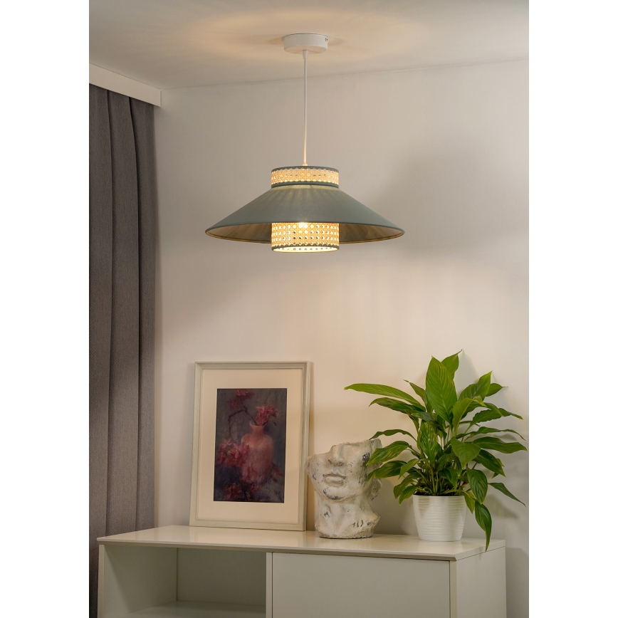 Duolla - Candeeiro suspenso RIO RATTAN 1xE27/15W/230V diâmetro 45 cm verde/vime