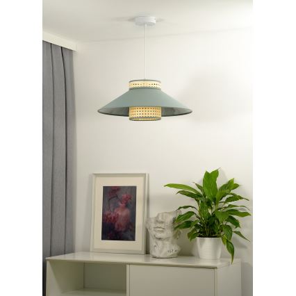 Duolla - Candeeiro suspenso RIO RATTAN 1xE27/15W/230V diâmetro 45 cm verde/vime
