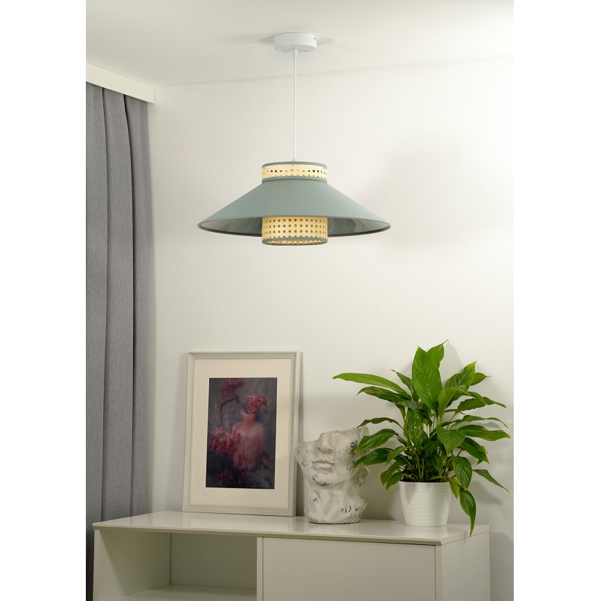 Duolla - Candeeiro suspenso RIO RATTAN 1xE27/15W/230V diâmetro 45 cm verde/vime