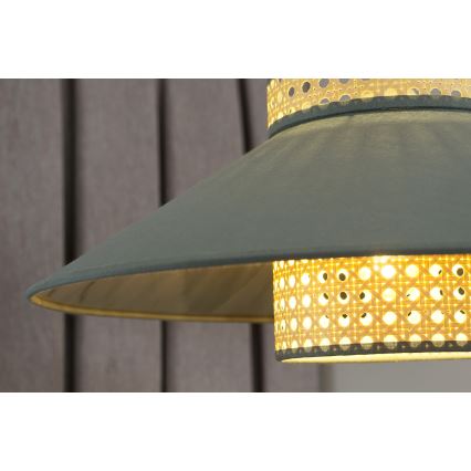 Duolla - Candeeiro suspenso RIO RATTAN 1xE27/15W/230V diâmetro 45 cm verde/vime