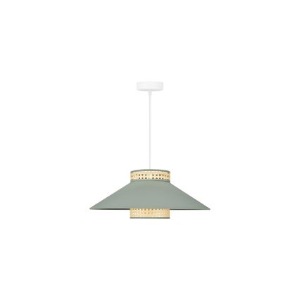 Duolla - Candeeiro suspenso RIO RATTAN 1xE27/15W/230V diâmetro 45 cm verde/vime