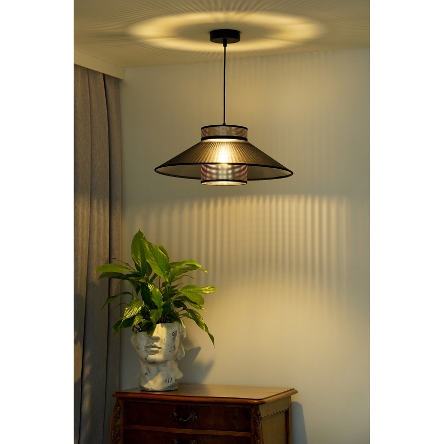 Duolla - Candeeiro suspenso RIO SHINY 1xE27/15W/230V diâmetro 45 cm preto/cobre