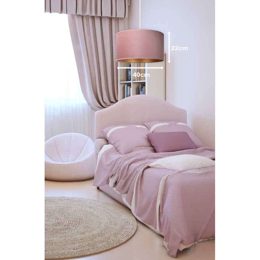 Duolla - Candeeiro suspenso ROLLER 1xE27/15W/230V diâmetro 40 cm rosa/dourado