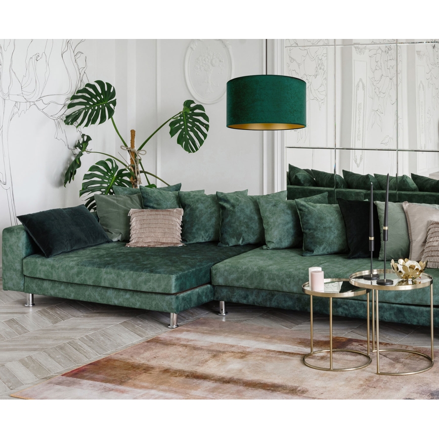 Duolla - Candeeiro suspenso ROLLER 1xE27/15W/230V diâmetro 40 cm verde escuro/dourado