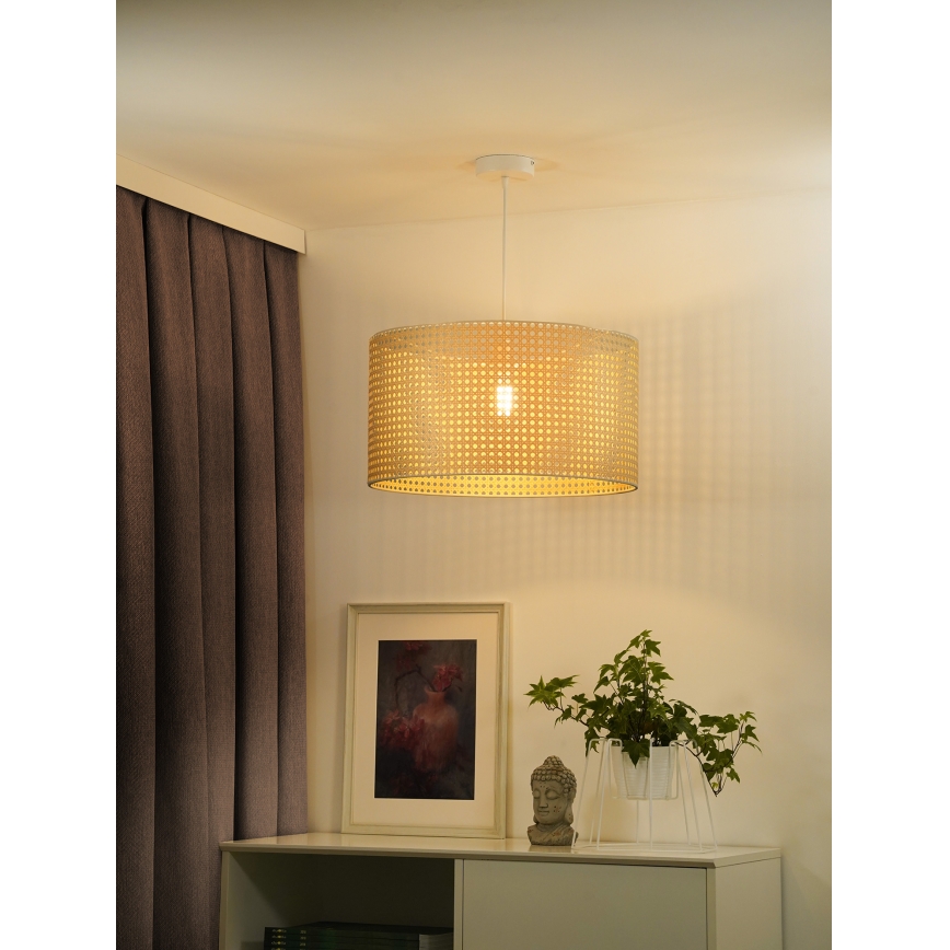 Duolla - Candeeiro suspenso ROLLER RATTAN 1xE27/15W/230V diâmetro 45 cm bege