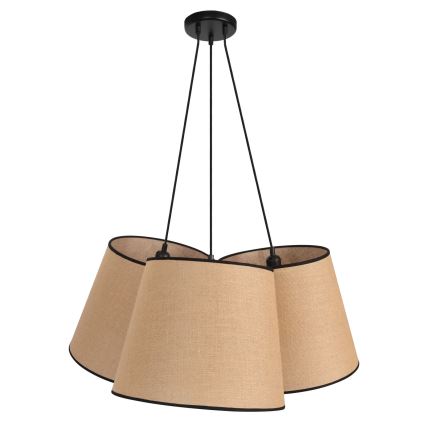 Duolla - Candeeiro suspenso ROSSA 3xE27/15W/230V diâmetro 75 cm castanho/preto