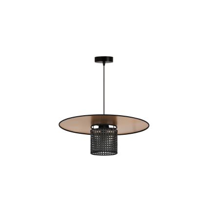 Duolla - Candeeiro suspenso TOKYO RATTAN 1xE27/15W/230V diâmetro 50 cm dourado/preto