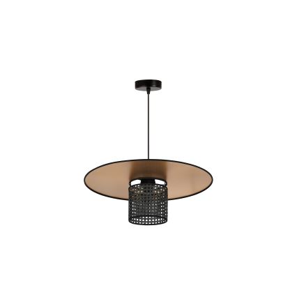 Duolla - Candeeiro suspenso TOKYO RATTAN 1xE27/15W/230V diâmetro 50 cm dourado/preto