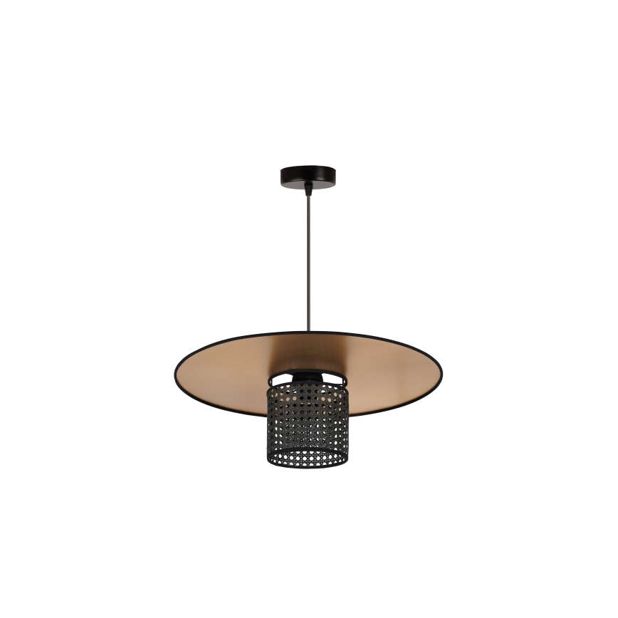 Duolla - Candeeiro suspenso TOKYO RATTAN 1xE27/15W/230V diâmetro 50 cm dourado/preto