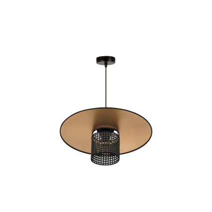 Duolla - Candeeiro suspenso TOKYO RATTAN 1xE27/15W/230V diâmetro 50 cm dourado/preto