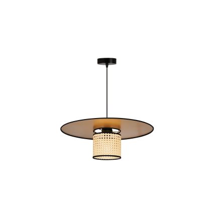 Duolla - Candeeiro suspenso TOKYO RATTAN 1xE27/15W/230V diâmetro 50 cm dourado/vime