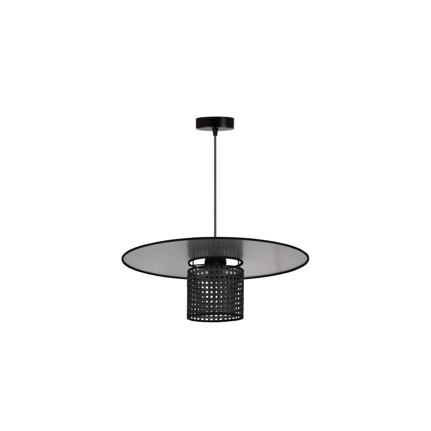 Duolla - Candeeiro suspenso TOKYO RATTAN 1xE27/15W/230V diâmetro 50 cm preto/prateado